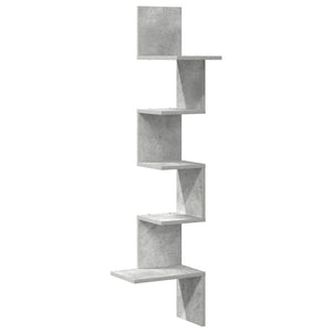 vidaXL Wall Corner Shelf Concrete Grey 32x32x127,5 cm Engineered Wood