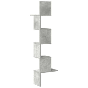 vidaXL Wall Corner Shelf Concrete Grey 32x32x127,5 cm Engineered Wood