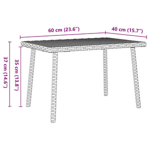 vidaXL Garden Coffee Table Rectangular Brown 60x40x37 cm Poly Rattan