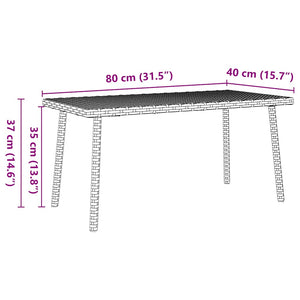 vidaXL Garden Coffee Table Rectangular Grey 80x40x37 cm Poly Rattan