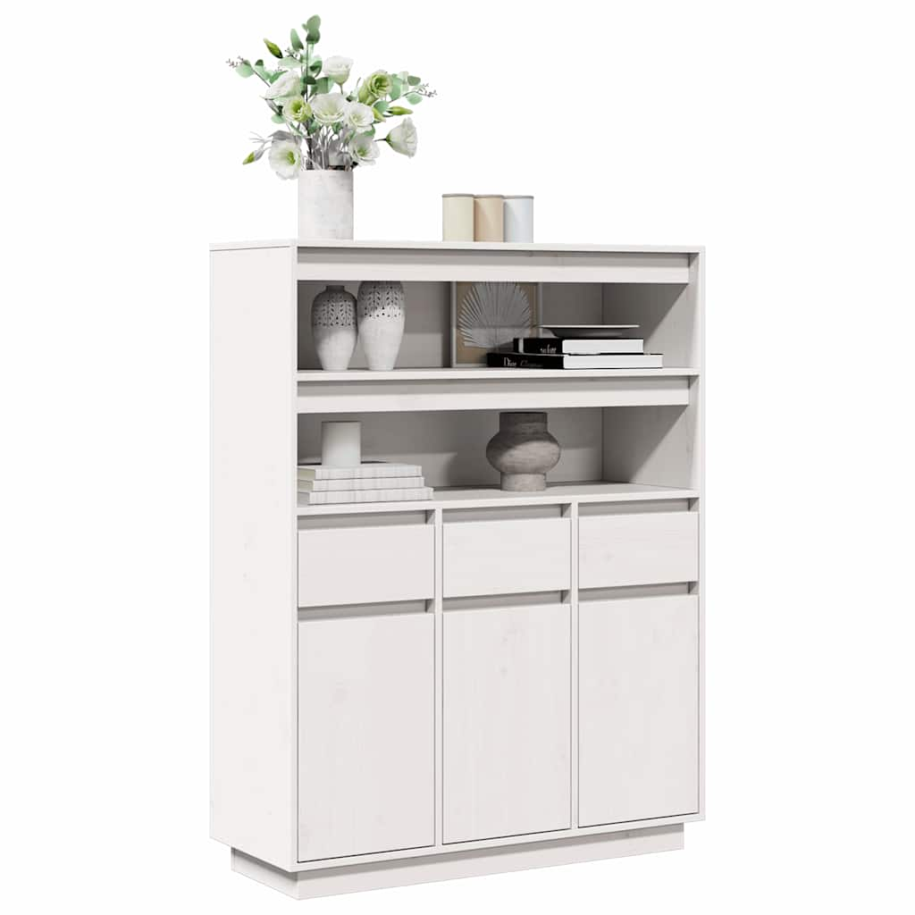 vidaXL Highboard White 89x34x116.5 cm Solid Wood Pine