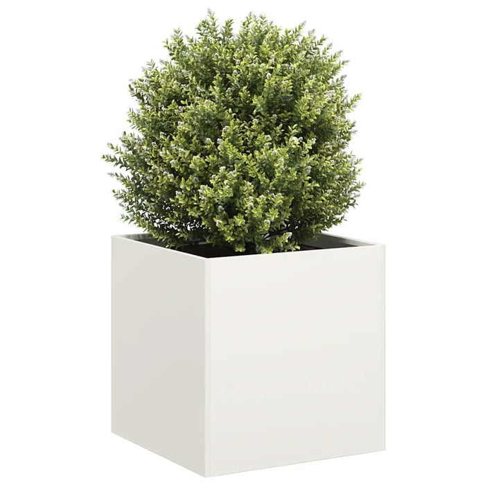 vidaXL Planter White 40x40x40 cm Cold-rolled Steel