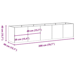 vidaXL Planter Black 200x40x40 cm Cold-rolled Steel