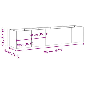 vidaXL Planter White 200x40x40 cm Cold-rolled Steel