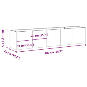 vidaXL Planter Rusty 200x40x40 cm Weathering Steel