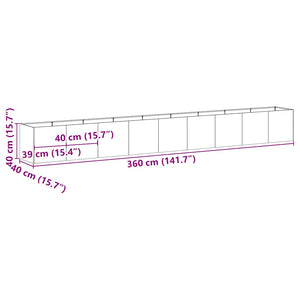 vidaXL Planter White 360x40x40 cm Cold-rolled Steel