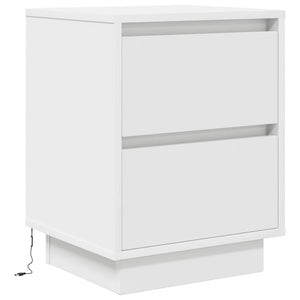 vidaXL Bedside Cabinet with LED Lights White 38x34x50 cm