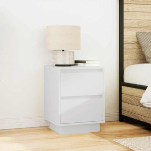 vidaXL Bedside Cabinet with LED Lights White 38x34x50 cm