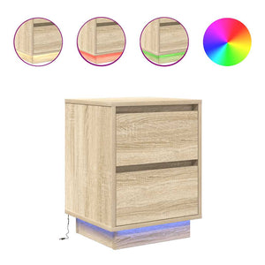 vidaXL Bedside Cabinet with LED Lights Sonoma Oak 38x34x50 cm