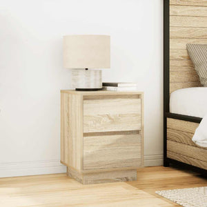 vidaXL Bedside Cabinet with LED Lights Sonoma Oak 38x34x50 cm