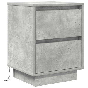 vidaXL Bedside Cabinet with LED Lights Concrete Grey 38x34x50 cm