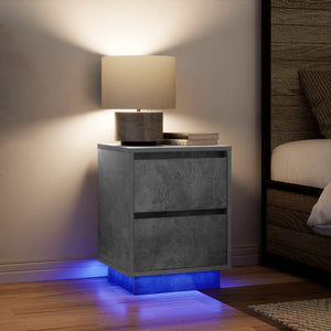 vidaXL Bedside Cabinet with LED Lights Concrete Grey 38x34x50 cm