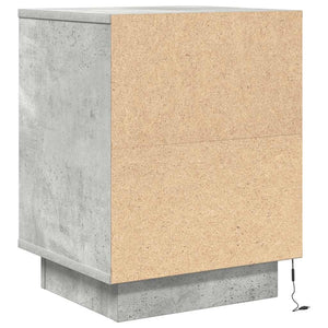 vidaXL Bedside Cabinet with LED Lights Concrete Grey 38x34x50 cm