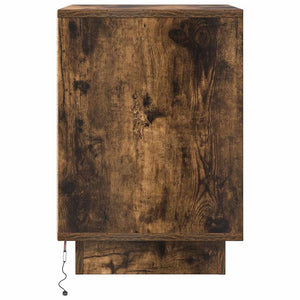 vidaXL Bedside Cabinet with LED Lights Smoked Oak 38x34x50 cm