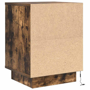 vidaXL Bedside Cabinet with LED Lights Smoked Oak 38x34x50 cm