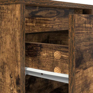 vidaXL Bedside Cabinet with LED Lights Smoked Oak 38x34x50 cm