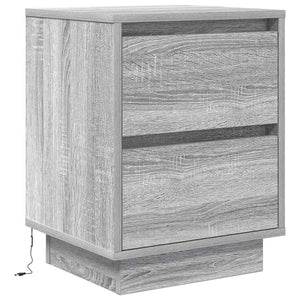 vidaXL Bedside Cabinet with LED Lights Grey Sonoma 38x34x50 cm