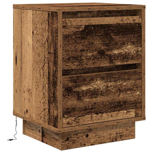 vidaXL Bedside Cabinet with LED Lights Old Wood 38x34x50 cm