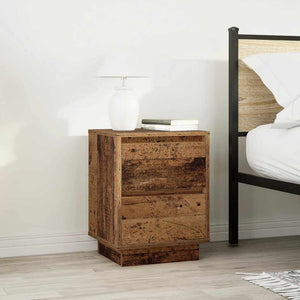 vidaXL Bedside Cabinet with LED Lights Old Wood 38x34x50 cm