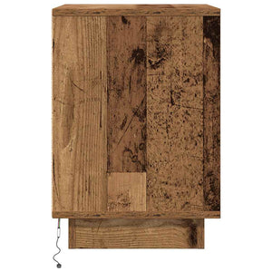 vidaXL Bedside Cabinet with LED Lights Old Wood 38x34x50 cm