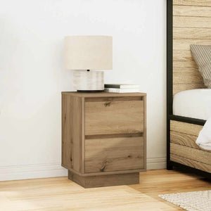 vidaXL Bedside Cabinet with LED Lights Artisan Oak 38x34x50 cm