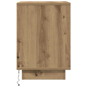 vidaXL Bedside Cabinet with LED Lights Artisan Oak 38x34x50 cm