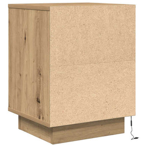 vidaXL Bedside Cabinet with LED Lights Artisan Oak 38x34x50 cm