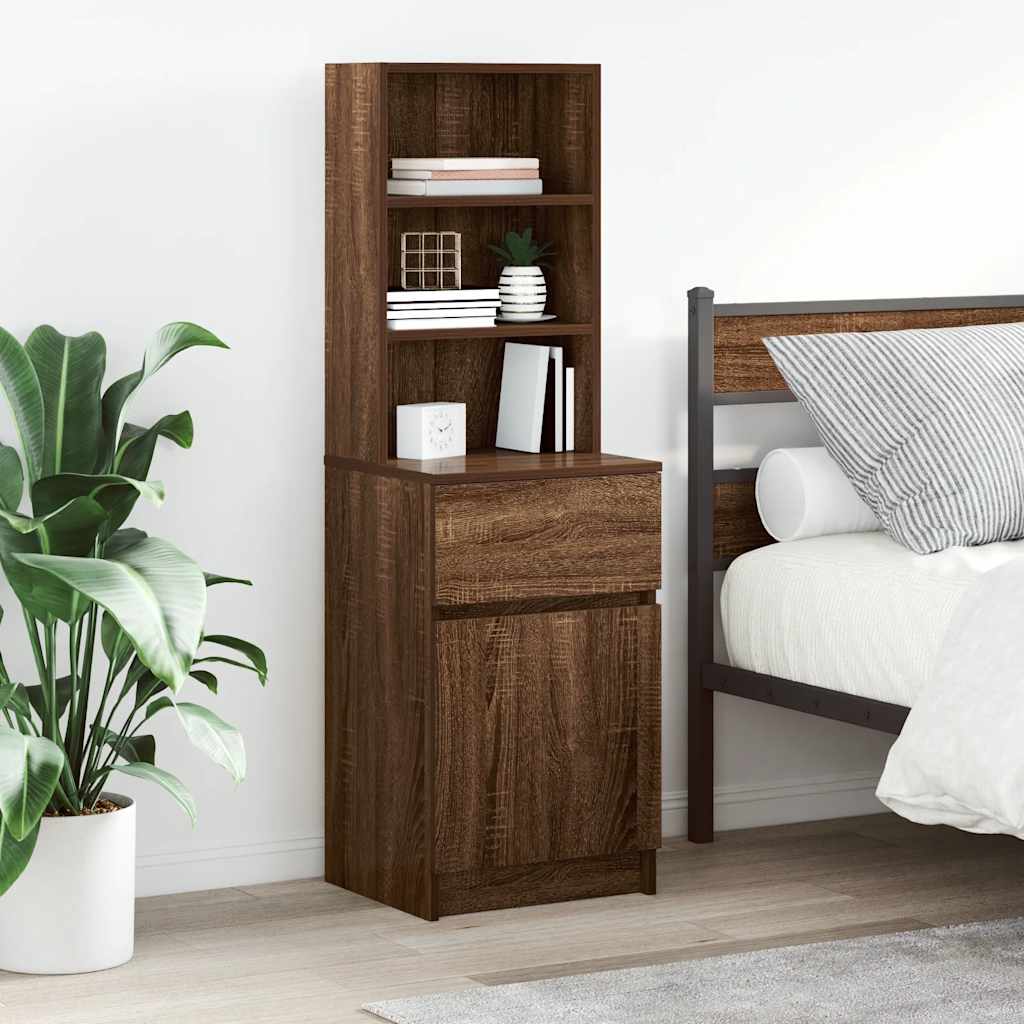 vidaXL Bedside Cabinet Brown Oak 39x35x125 cm Engineered Wood