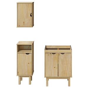 vidaXL 3 Piece Bathroom Furniture Set OTTA Solid Wood Pine