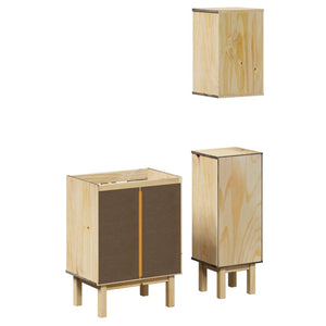 vidaXL 3 Piece Bathroom Furniture Set OTTA Solid Wood Pine