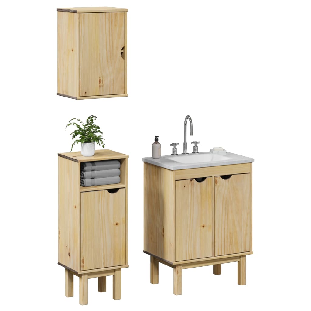 vidaXL 3 Piece Bathroom Furniture Set OTTA Solid Wood Pine