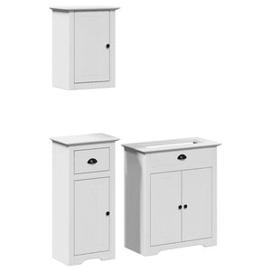 vidaXL 3 Piece Bathroom Furniture Set BODO White Solid Wood Pine