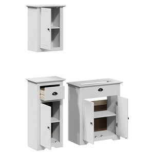 vidaXL 3 Piece Bathroom Furniture Set BODO White Solid Wood Pine