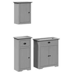 vidaXL 3 Piece Bathroom Furniture Set BODO Grey Solid Wood Pine