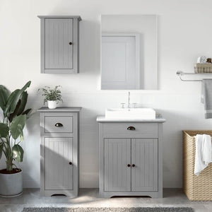 vidaXL 3 Piece Bathroom Furniture Set BODO Grey Solid Wood Pine