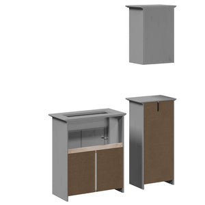 vidaXL 3 Piece Bathroom Furniture Set BODO Grey Solid Wood Pine