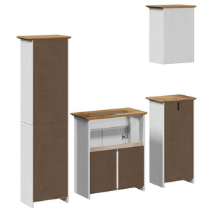 vidaXL 4 Piece Bathroom Furniture Set BODO White and Brown Solid Wood Pine