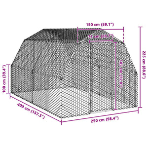 vidaXL Chicken Run 2.5x4x2.25 m Galvanised Steel