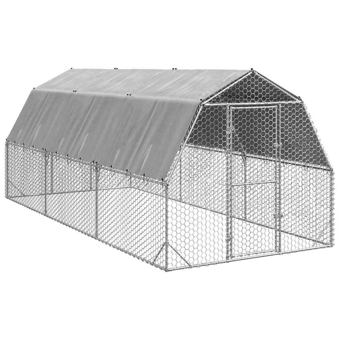 vidaXL Chicken Run with Roof 2.5x6x2.25 m Galvanised Steel