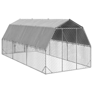 vidaXL Chicken Run with Roof 2.5x6x2.25 m Galvanised Steel