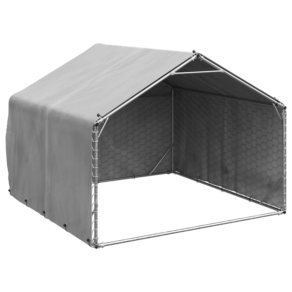 vidaXL Outdoor Dog Kennel with Cover 2x2x1.5 m Galvanised Steel