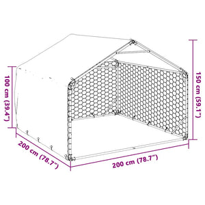 vidaXL Outdoor Dog Kennel with Cover 2x2x1.5 m Galvanised Steel