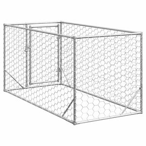 vidaXL Outdoor Dog Kennel with Door 2x1x1 m Galvanised Steel