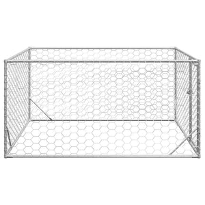 vidaXL Outdoor Dog Kennel with Door 2x2x1 m Galvanised Steel