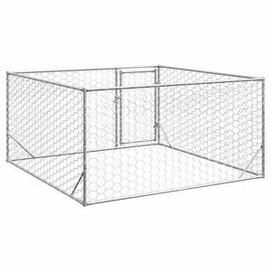 vidaXL Outdoor Dog Kennel with Door 2x2x1 m Galvanised Steel