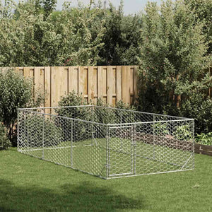 vidaXL Outdoor Dog Kennel with Door 2x4x1 m Galvanised Steel