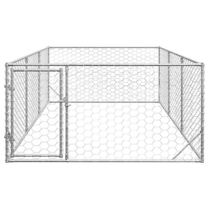 vidaXL Outdoor Dog Kennel with Door 2x4x1 m Galvanised Steel