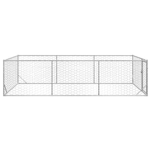 vidaXL Outdoor Dog Kennel with Door 2x4x1 m Galvanised Steel