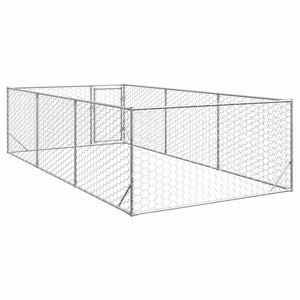 vidaXL Outdoor Dog Kennel with Door 2x4x1 m Galvanised Steel