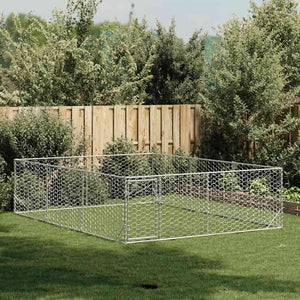 vidaXL Outdoor Dog Kennel with Door 3x4x1 m Galvanised Steel